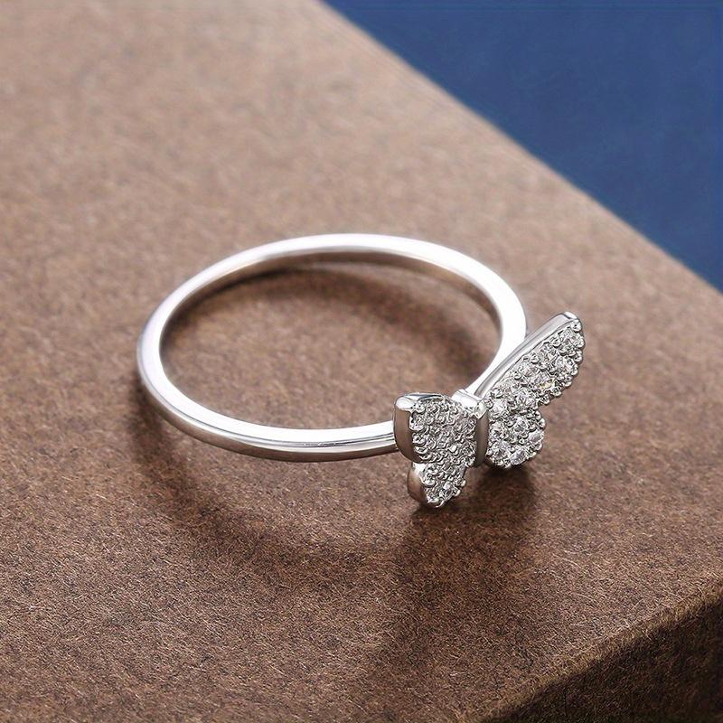 1Pc Fashion Classic Synthetic Zircon Butterfly Ring Creative Ring