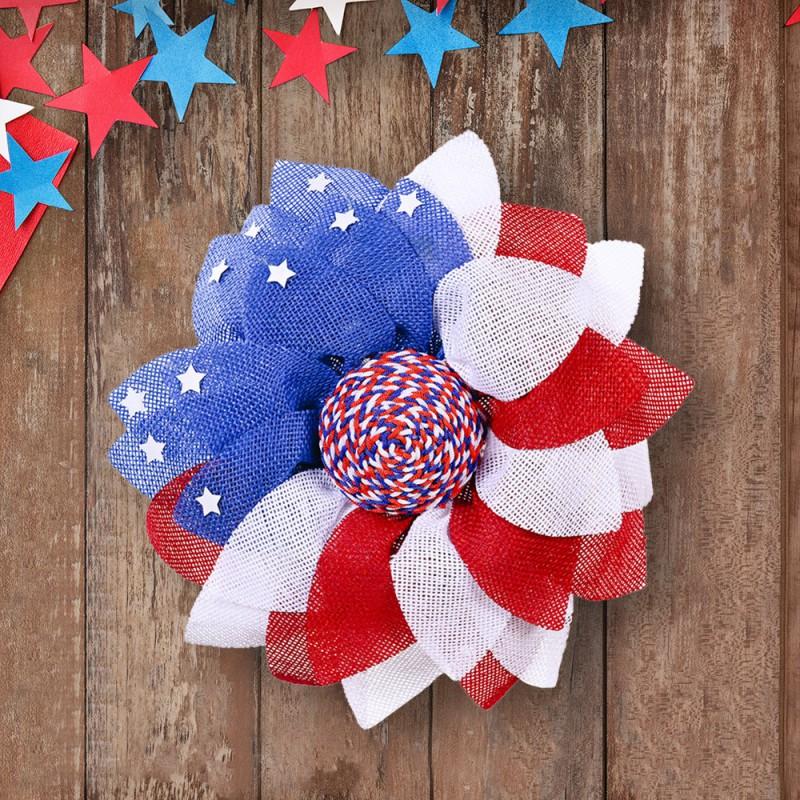 American Independence Day Wreath Home Festival Decor Mall Window Ornament Natural Dried Gypsophila