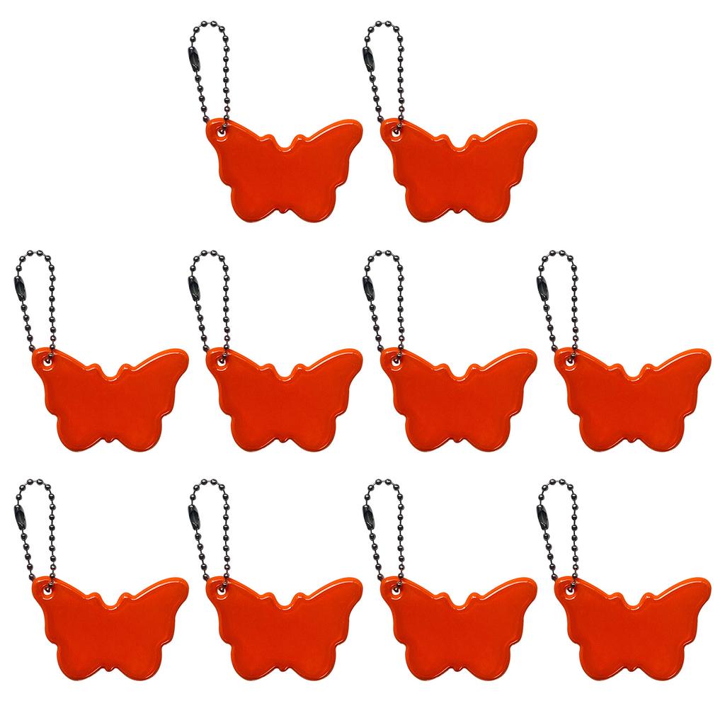 Pack of 10 Reflective Butterfly Keychian Charm Pendant for Vehicle Safe Sturdy Night Visibility Hanging Accessories