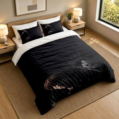 Conjunto de Roupa de Cama 3 Peças Death Note Lençol Macio e Duas Fronhas Decoração de Quarto de Casa
