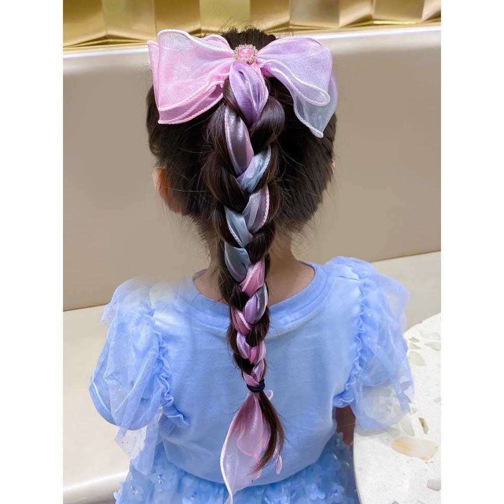 

Головной убор, детский хвостик, бант «лед и снег», лента, принцессная сетчатая заколка для волос, аксессуар для косы принцессы Эльзы