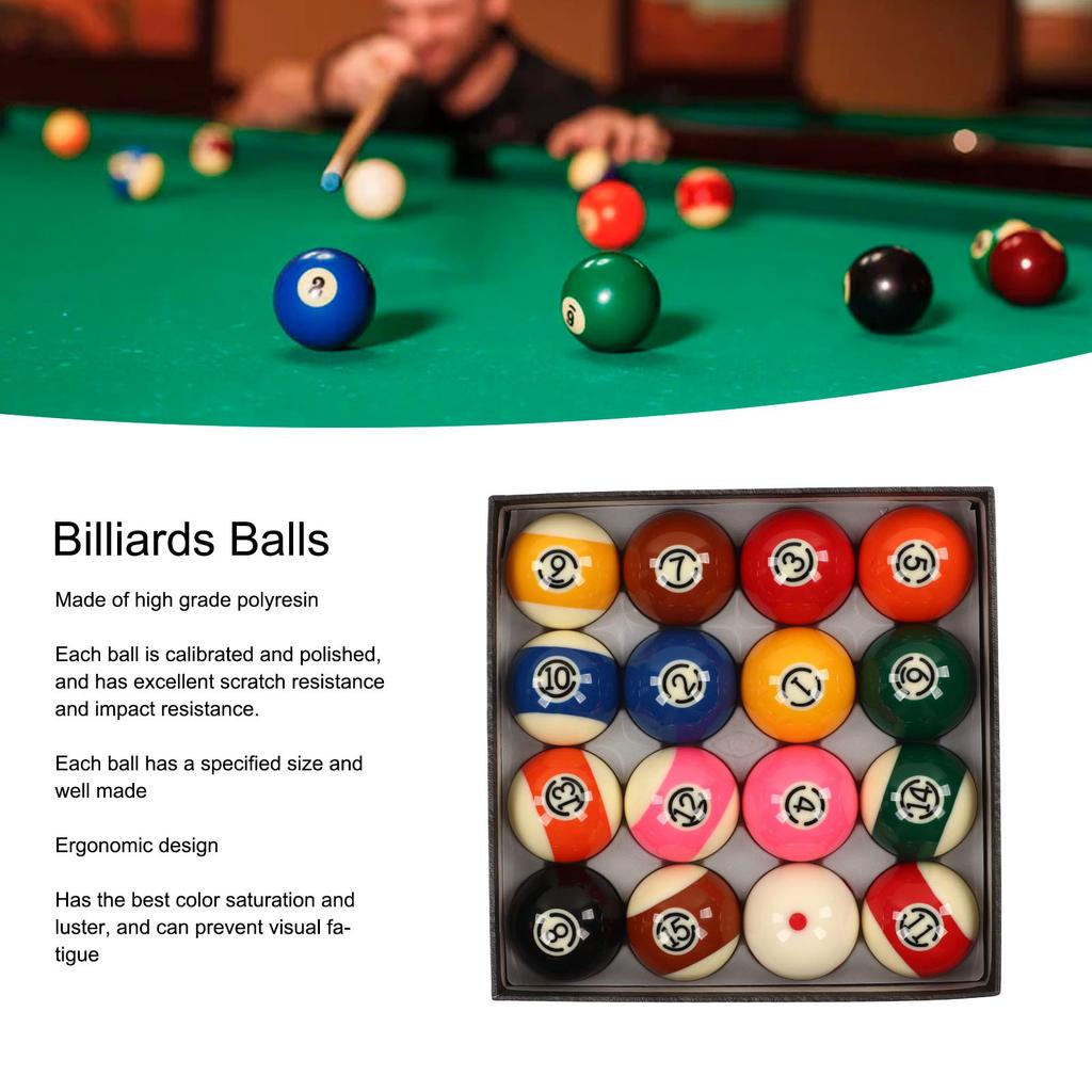 5.72cm Billiards Balls 16 Pieces Large Size American Style Resin Pool Balls Set for Entertainment