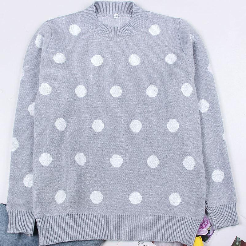 Women's Fall/winter Loose Jacquard Crew-neck Knitted Long Beard Sweater