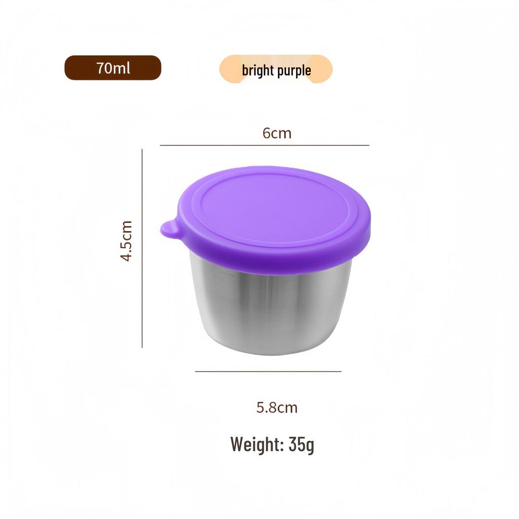 Reusable Sauce Cup with Macaron Lid - 304 Stainless Steel, 40/50/70ML, Portable Dipping or Seasoning Dish.