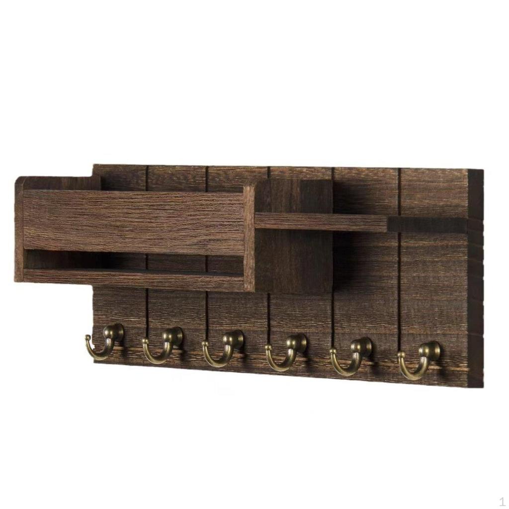 Entryway Shelf with Hooks Modern Simple Design Wooden Entry Hook Rack Wood Organizer