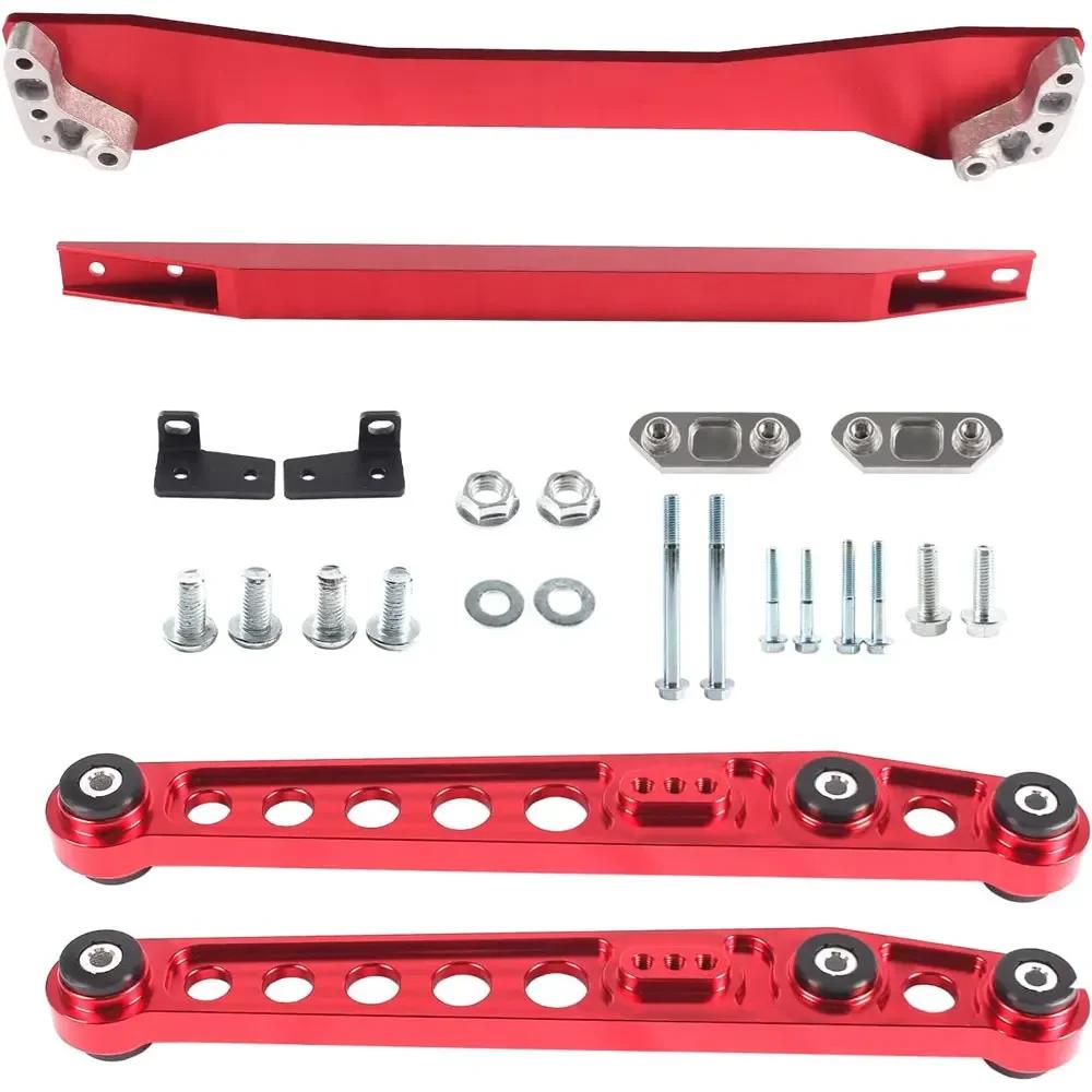 Aluminum Racing Lower Control Arms LCA+Rear Lower Tie Bar+Rear Subframe Brace For Honda Civic CX DX EX 1992-1995 Car Accessory