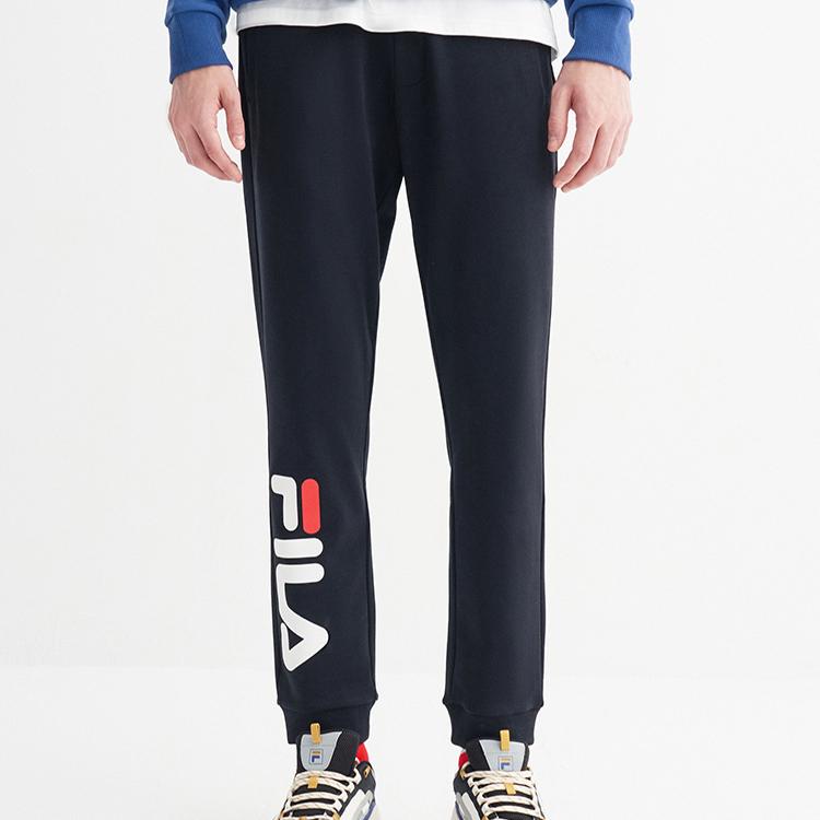 Fila Knit Casual Loose Sports Pants Men Bottoms Black F61M038603ABK