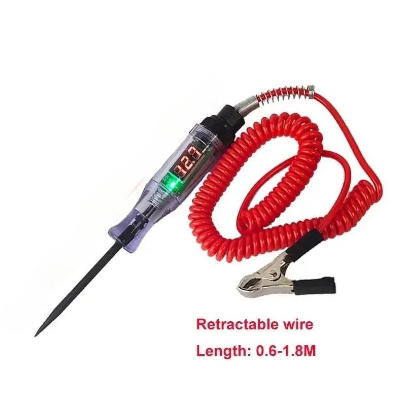 

6V 12V 24V DC Car Truck Voltage Circuit Tester - Digital Display Long Probe Pen Light Diagnostic Tool червоний