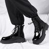 High-quality Mens Boots British Style Workwear Boots Black Motorcycle Boots High Top Soft Leather Waterproof Casual Leather Boot