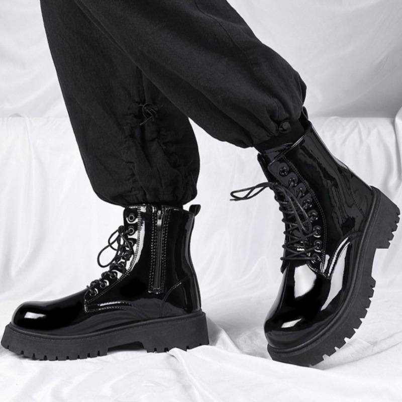 High-quality Mens Boots British Style Workwear Boots Black Motorcycle Boots High Top Soft Leather Waterproof Casual Leather Boot