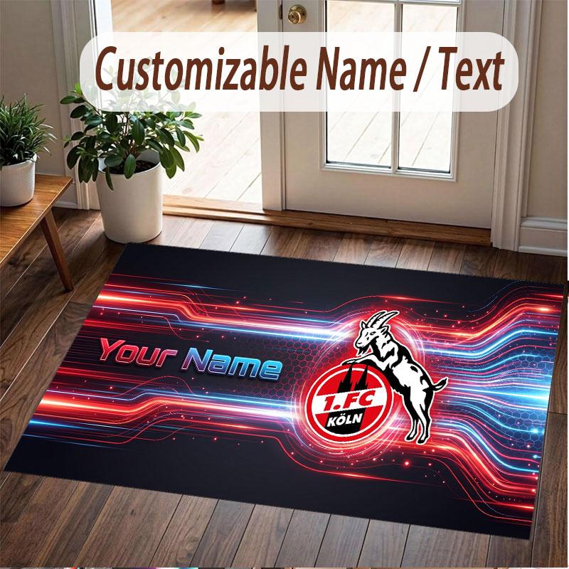 Custom Rug FC Köln Pattern Print Name Text Soft Non‑Slip Floor Carpet for Home Indoor Decoration