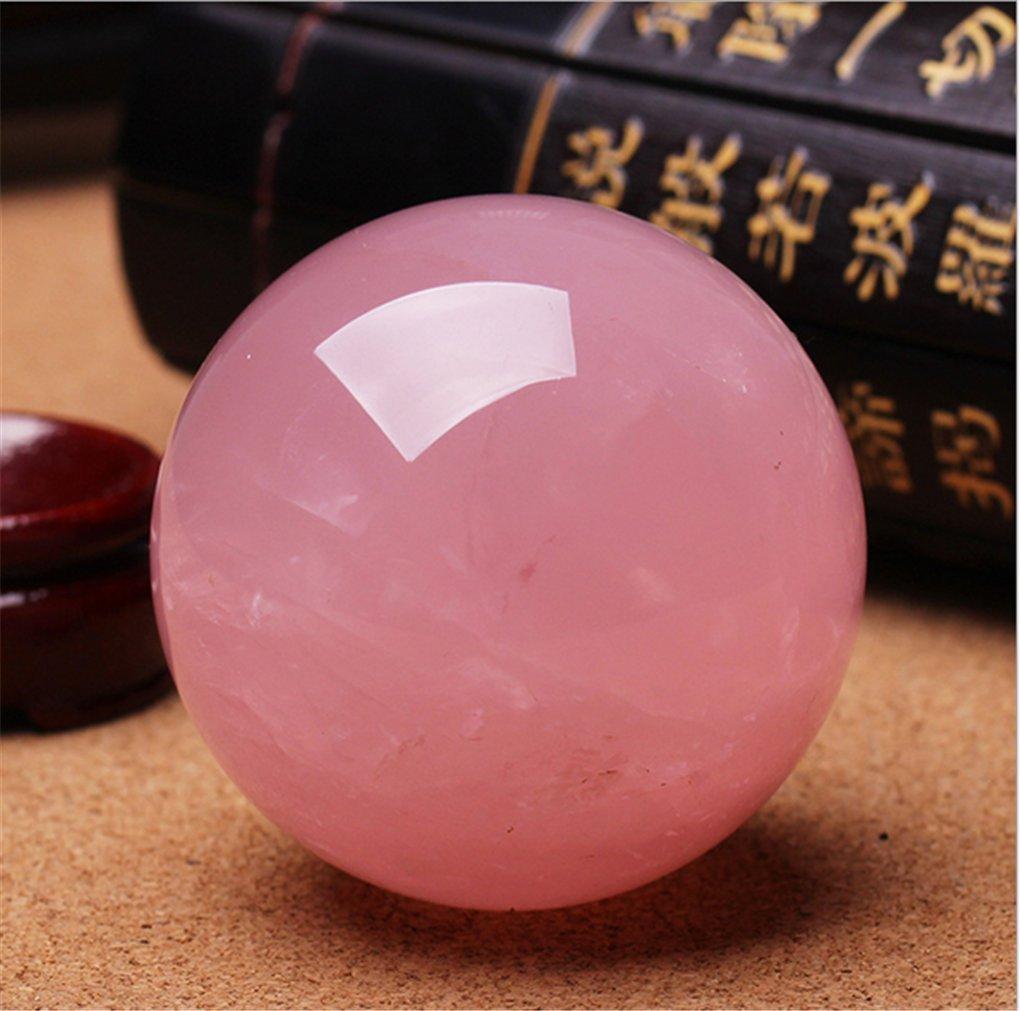 (YISHUI) Feng Shui Natural Crystal Ball, Pink, High Quality, with Stand Set, Purification, Good Fortune, Amulet, Power Stone, Round Ball Accessory (8c
