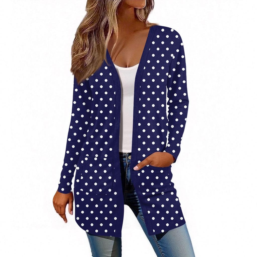 Women's Long Sleeve Cardigan Casual Jacket With Pockets Top