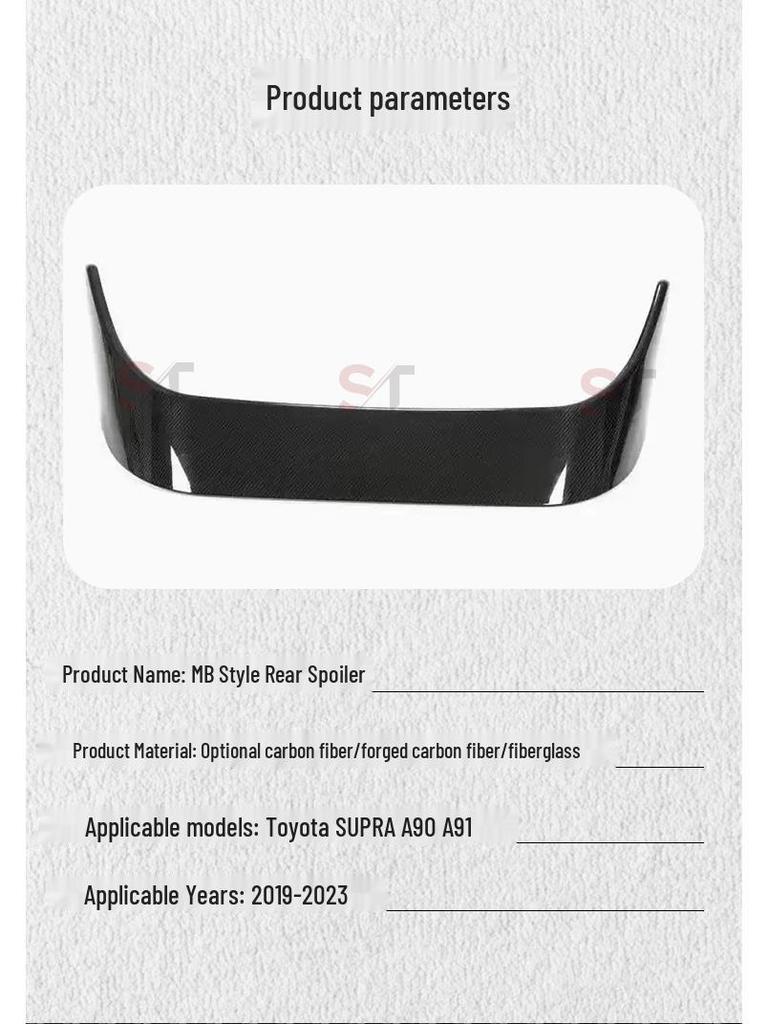 Compatible with Toyota Supra A90/A91 MK5 Rear Spoiler MB Style Carbon Fiber Winglet Diffuser