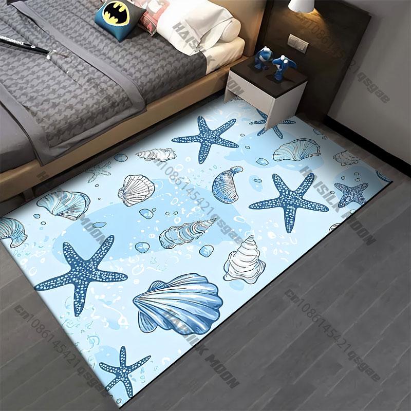 Starfish Seashells Sandcarpet Yoga Living Room Room Decor Children's Crawling Mat Doormat Area Rug Games Floor Mat