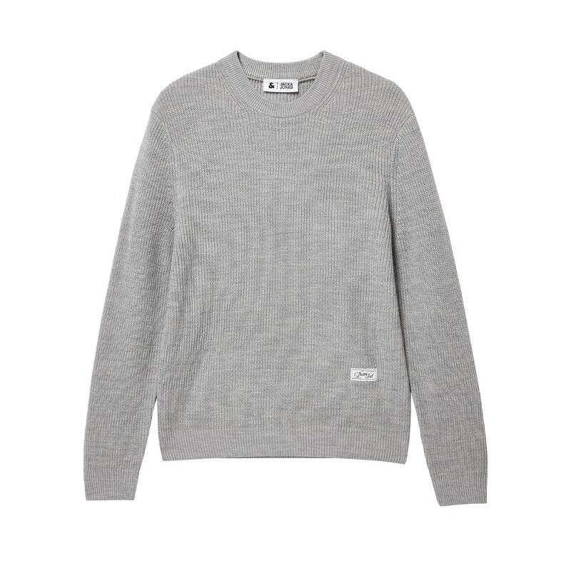 JACK&JONES Men's Fall Washed Wool Blend Crew Neck Sweater