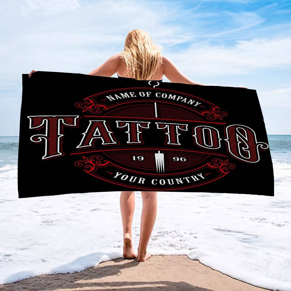 Tattoo Shop Logo Beach Towel Colorful Bath Towels for Girl Microfiber Quick Dry Sand Free Beach Yoga Spa Gym Pool