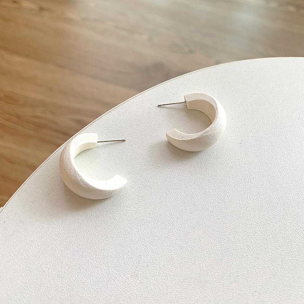 1 Pair Women Earrings Geometric Retro Earring Ornament Simple Ear Decor Wood Semicircle Jewelry Decorations Jewelries