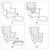 2Pcs/Set Wingback Chair Cover With Cushion Cover Elastic Armchair Sofa Cover Stretch Wing Chair Slipcover Bedroom Living Room