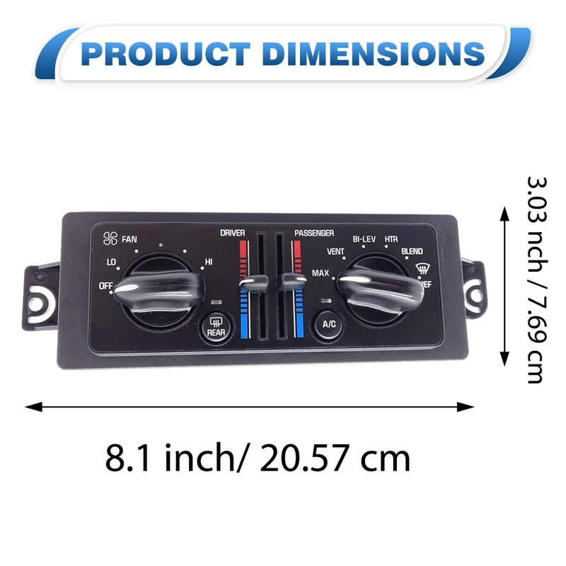 9359814 599199 A/C Heater Control Panel Plate Climate Control Switch for Buick Regal GS, GSE, LS, LSE 3.8L V6 – Gas 2000