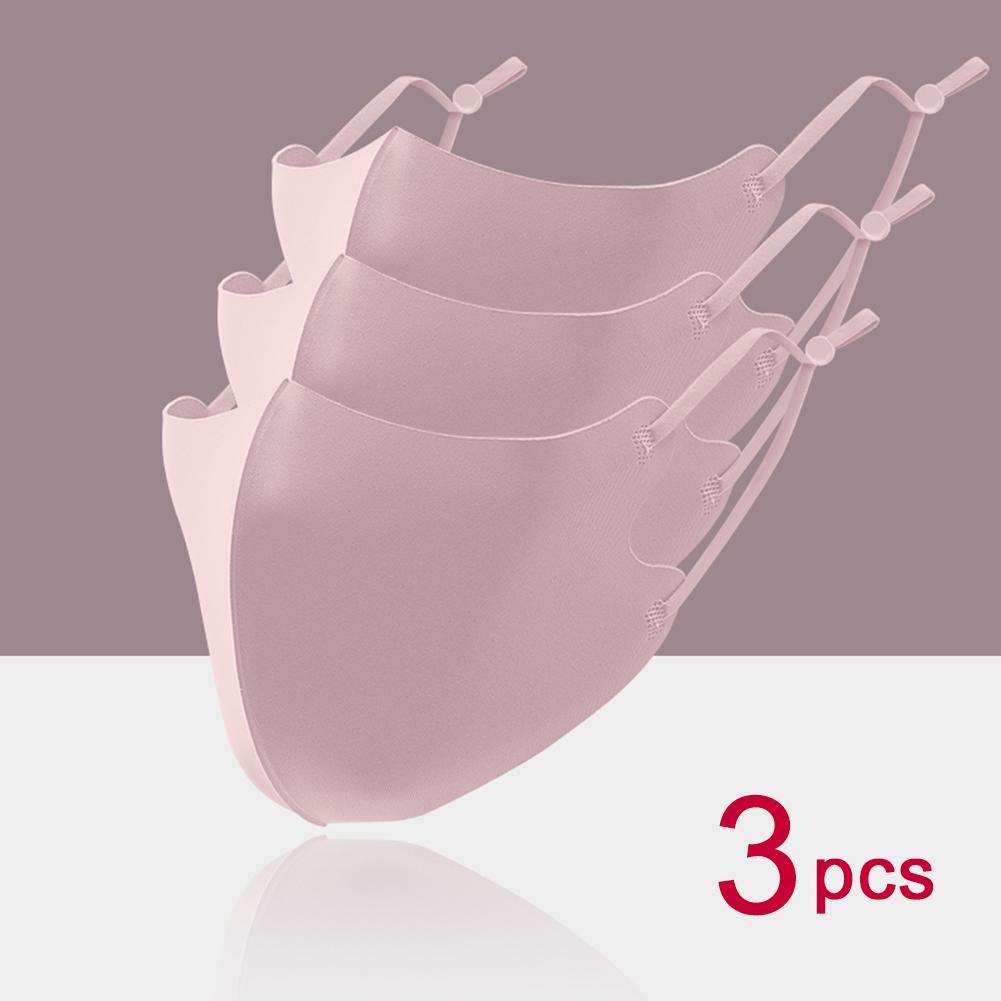 3 KS Masek z ledového hedvábí Omyvatelná Prachotěsná Filtrační Maska na Ústa a Obličej pro Dospělé
