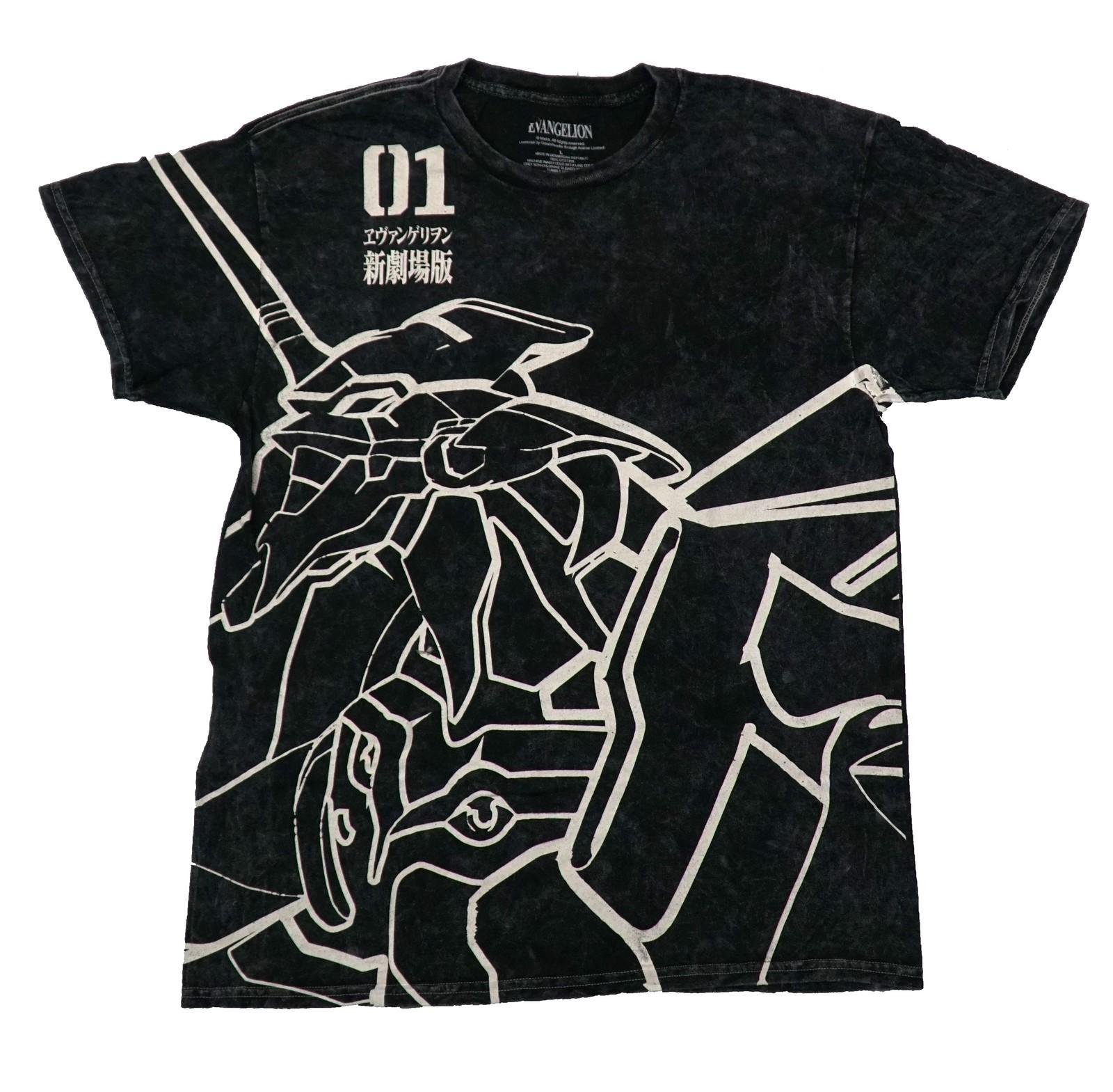 Evangelion New Adult T-Shirt Evan-01 White Outline Stone Washed S