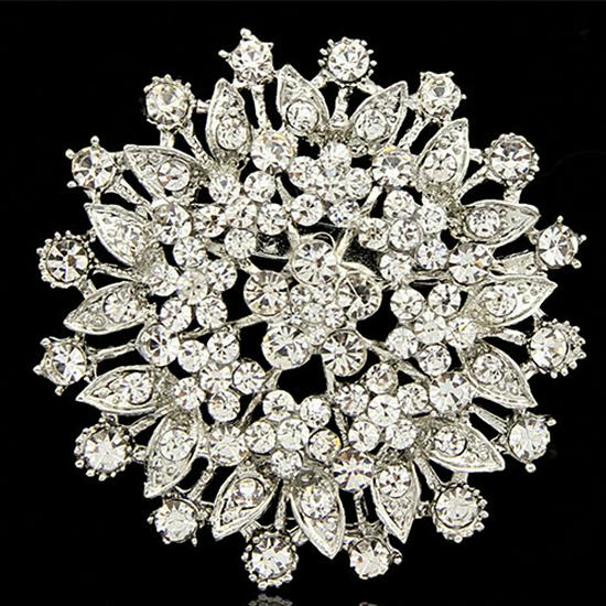 Elegant Euro-American Matte Silver Bridal Bouquet Fashion Brooch Flower B936 Zhenyao Jewelry сплава