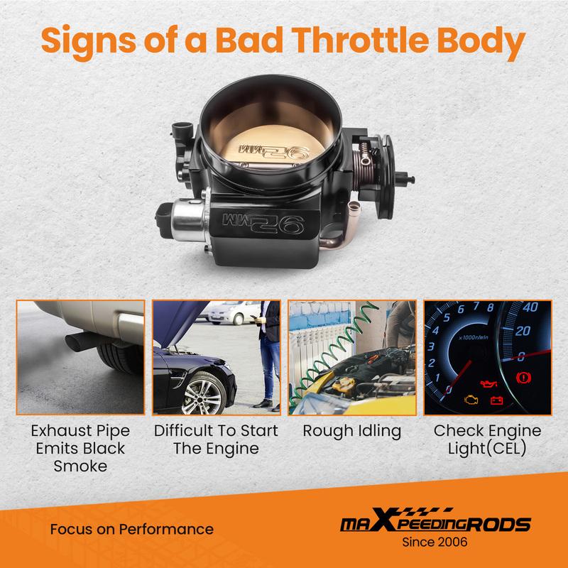 Throttle Body & TPS IAC for GMC GEN III LS2, LS3, LS7, LSX LS Style 4 bolt 92mm CNC Aluminium