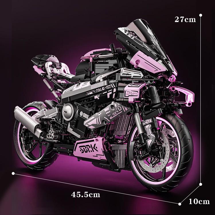 Compatible Pink BMW Motorcycle Model: Trendy Educational Toy for Boys - Lego Brick Assembly