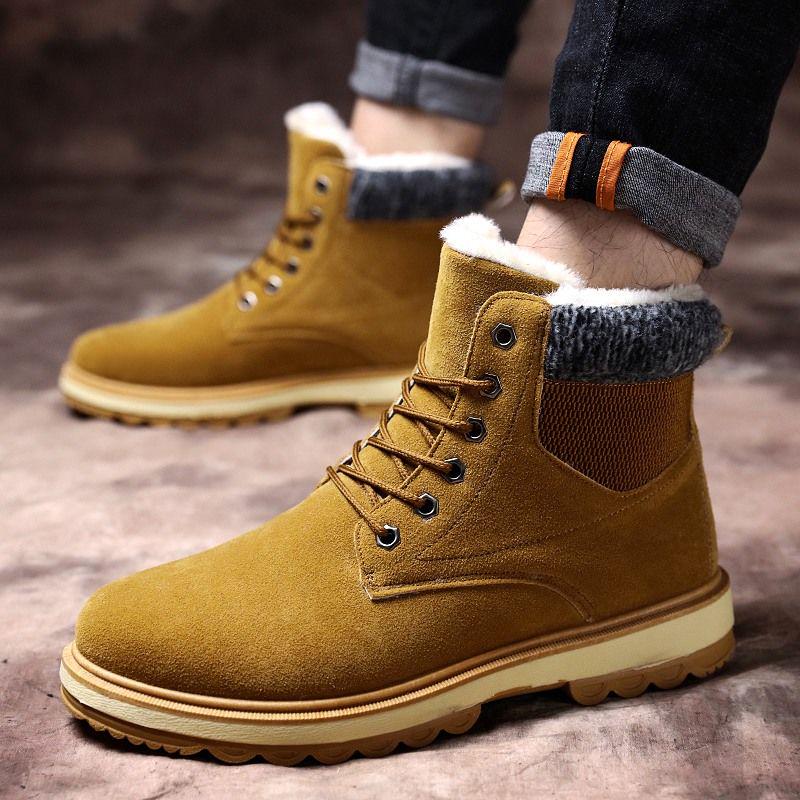 Snow Boots Men's Winter High Top Shoes Warm Cotton Shoes All-match Warm Cotton Boots Men's Booties