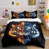 Fire and Ice Tiger Design Bedding Duvet Cover Set  (1*Duvet Cover 2*Pillowcases, without duvet insert)