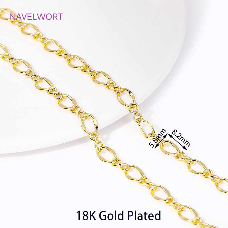 

5.8mm*8.2mm 18K Gold Plated Oval Chains For Jewelry Making, High Quality Brass Jewelry Chains DIY Necklace Accessories Wholesale 1 Meter