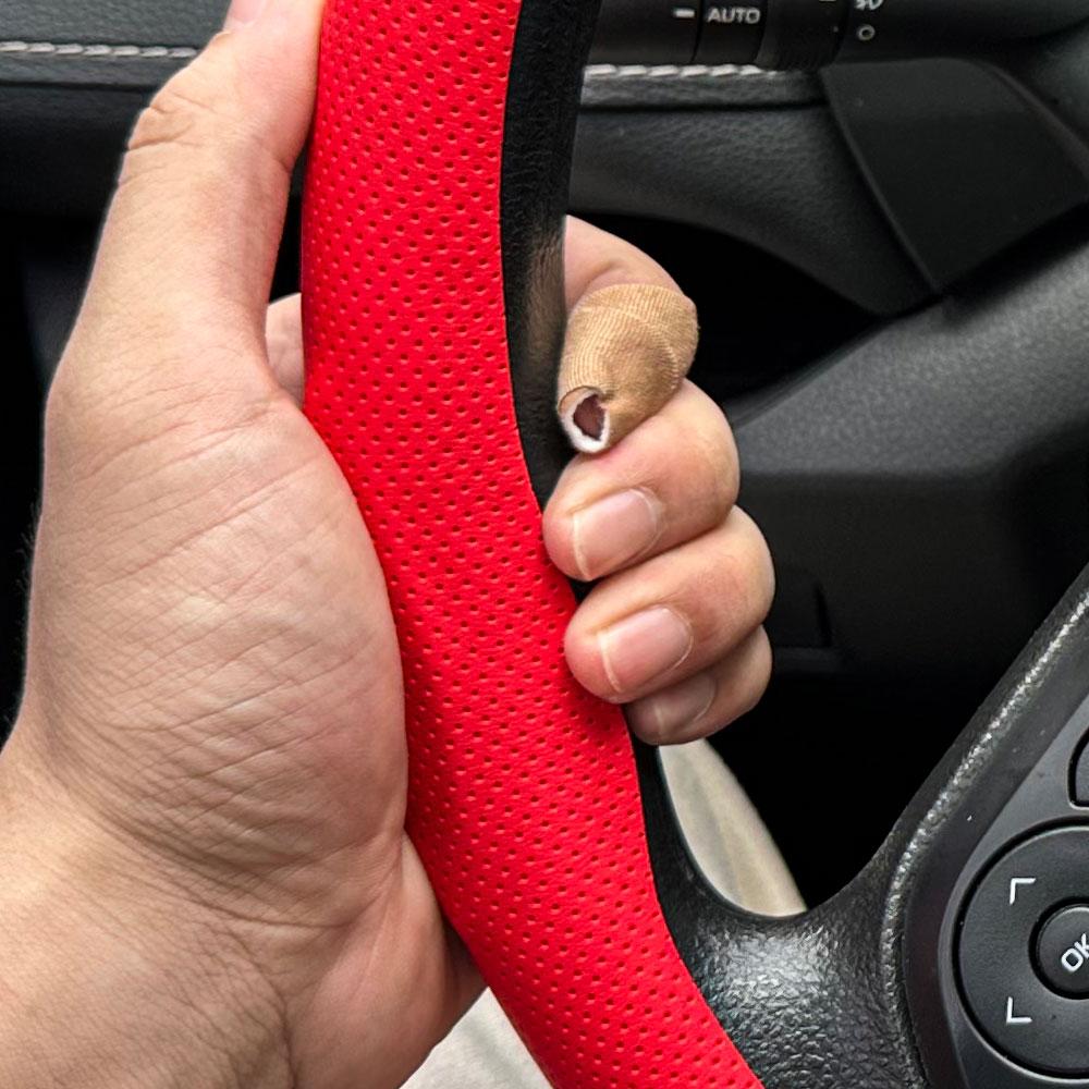 Steering Size 36-38cm Universal Non-slip Round Breathable Leather Car Steering Wheel Cover Protector Suitable Auto Accessories