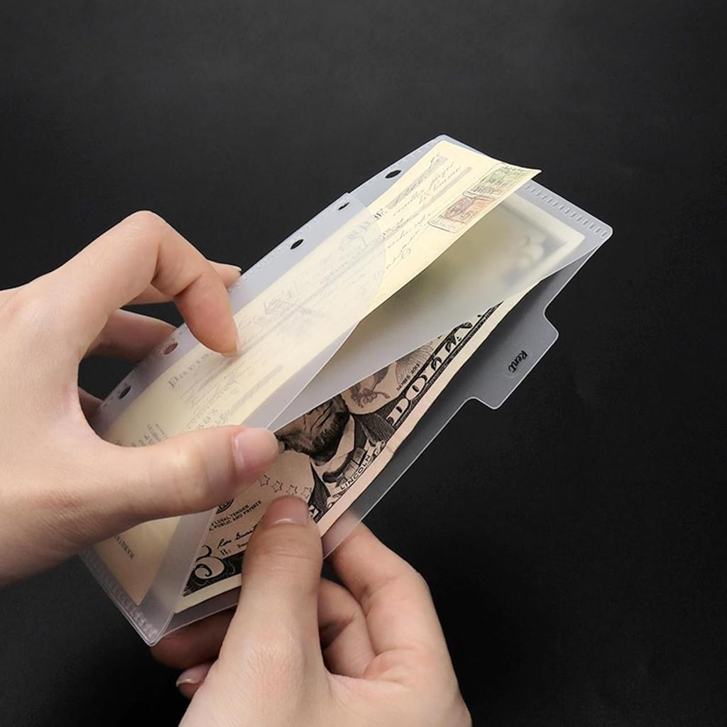 6pcs Frosted PP Binder Pocket Dividers – A6 Cash Envelopes for 6 Ring Budgeting Planner Inserts, Supplies & Accessories