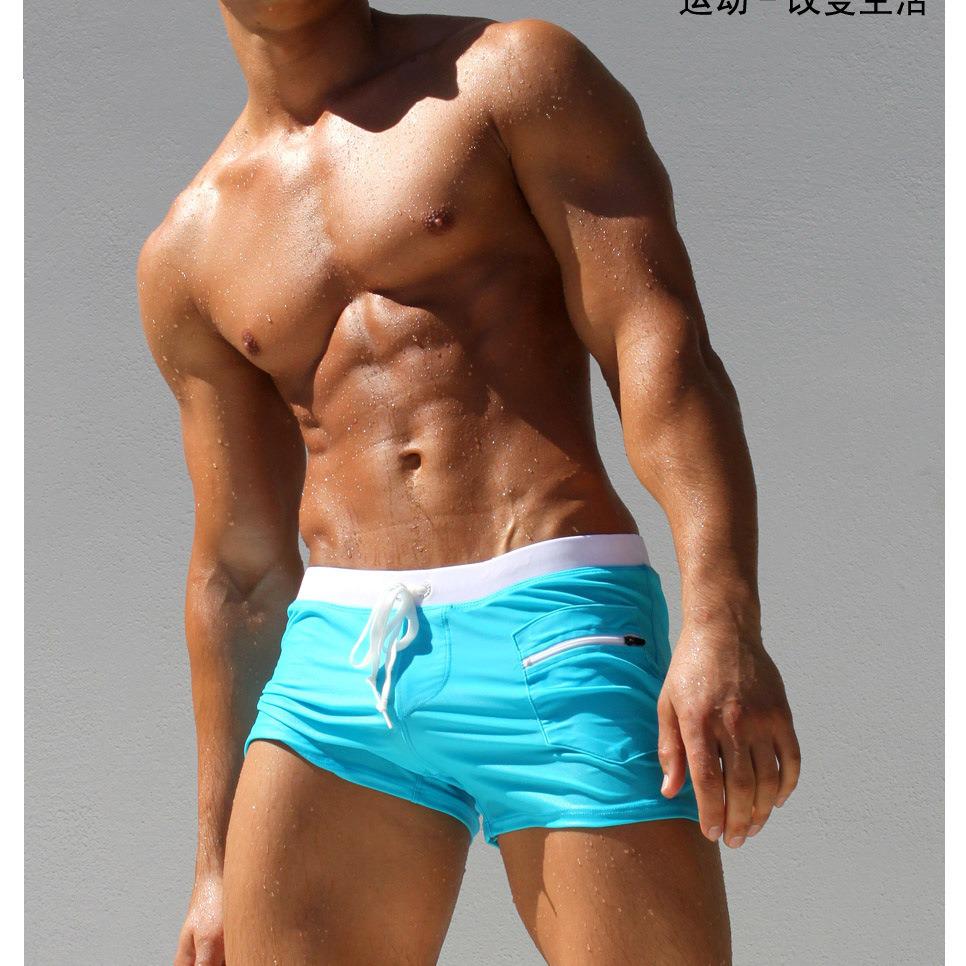 Pánské rychleschnoucí sexy plavky s nízkým pasem a přední kapsou, nadměrná velikost