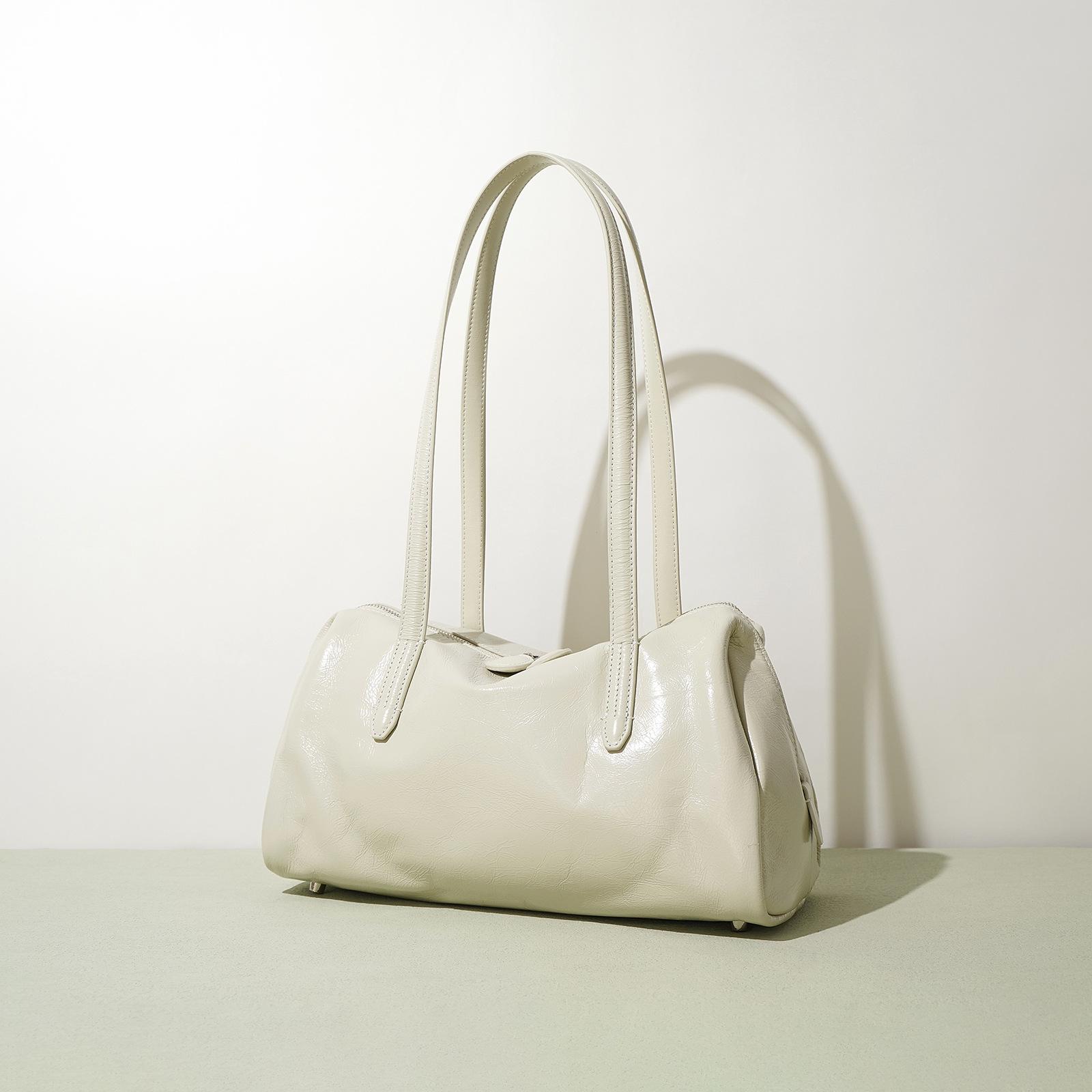 

New Blue Green Bag For Women Retro High End Genuine Leather Large Capacity Underarm Bag Shoulder Bag Commuter Tote High End 32x15x19cm білий