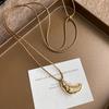 Korean Minimalist Black Leather Croissant Chain Necklace for Women – Luxury Autumn/Winter Design