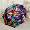 Colorful Butterfly Stained Glass Portable Automatic Umbrella with 8-Rib Lightweight All-Season Travel Fashion Lovers Perfect Gift for Women/Men