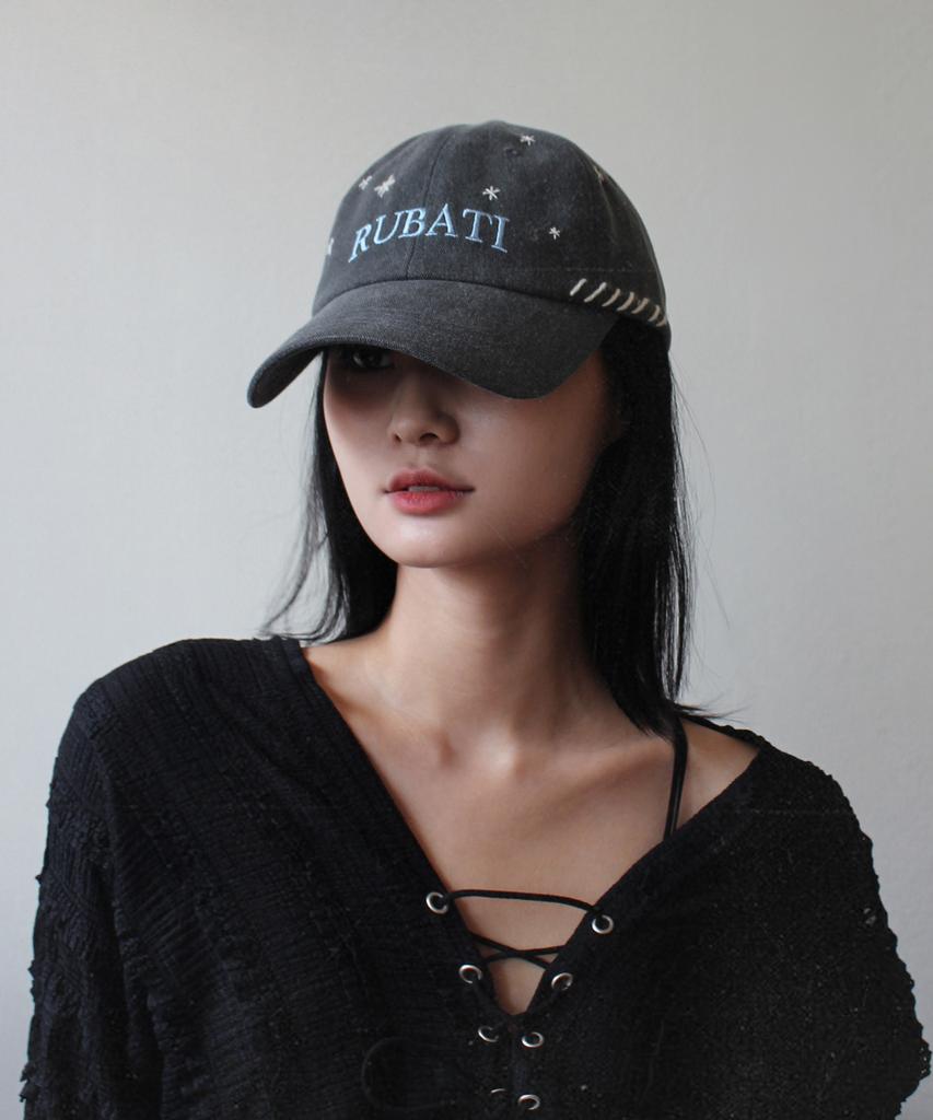 RUBATI Stella Handstitch Vintage Pigment Ball Cap_Charcoal