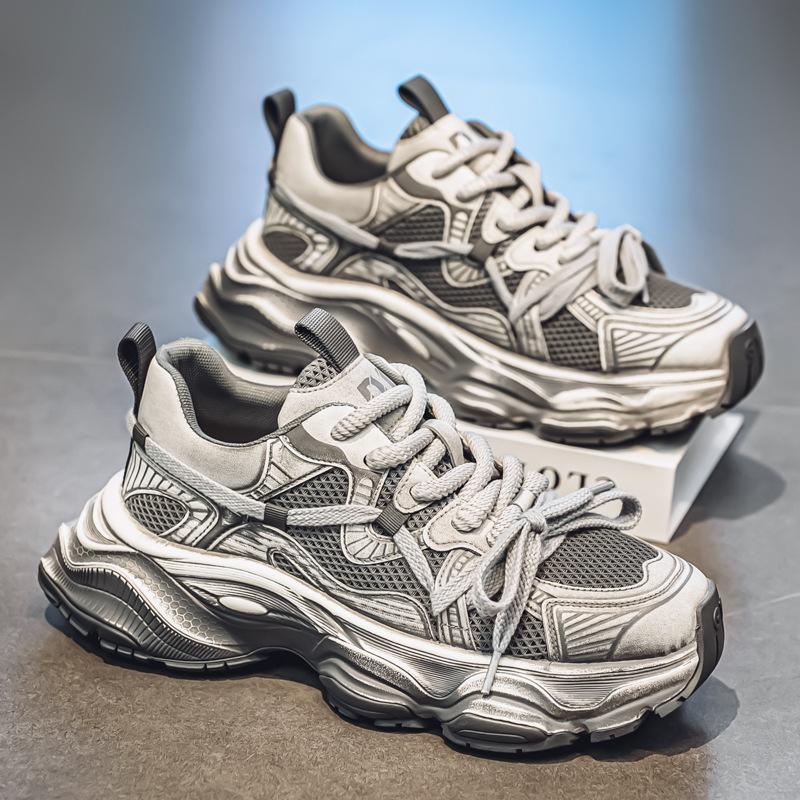 Dirty shoes polished old dad shoes catwalk students platform casual sports running shoes