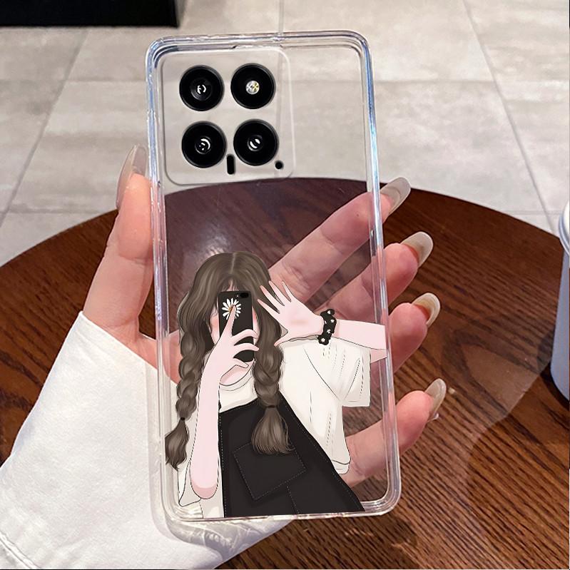 For Xiaomi Mi 14 / 14 Pro Clear Case Luxury Cute Love Rabbit Funny Ultra Slim TPU Silicone Soft Back Cover For Mi14 14Pro Casing