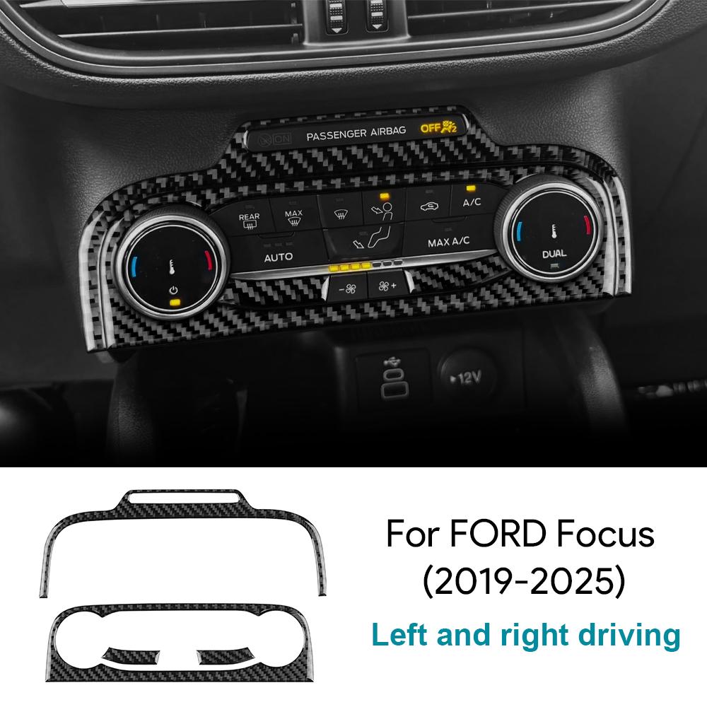For Ford Focus/Focus ST 2019 2020 2021 2022 2023 2024 2025 Real Soft Carbon Fiber Sticker LHD Car Central Control AC Frame