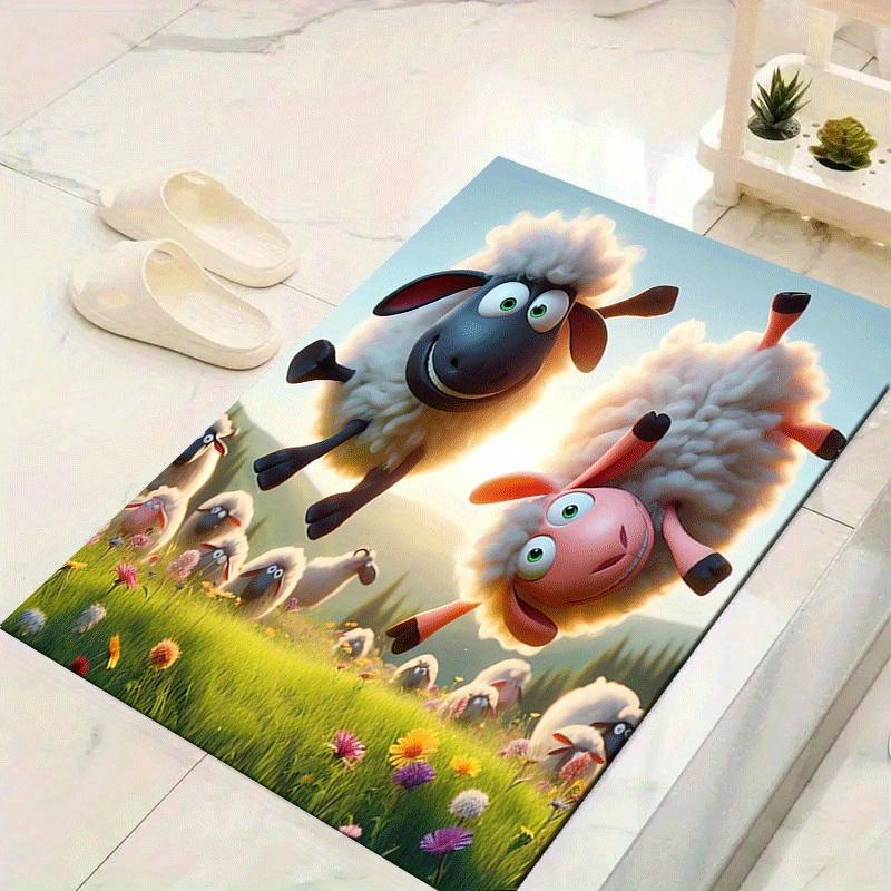 1pc Lamb Pattern Area Rug, Anti Slip Non Shedding Stain Resistant Carpet