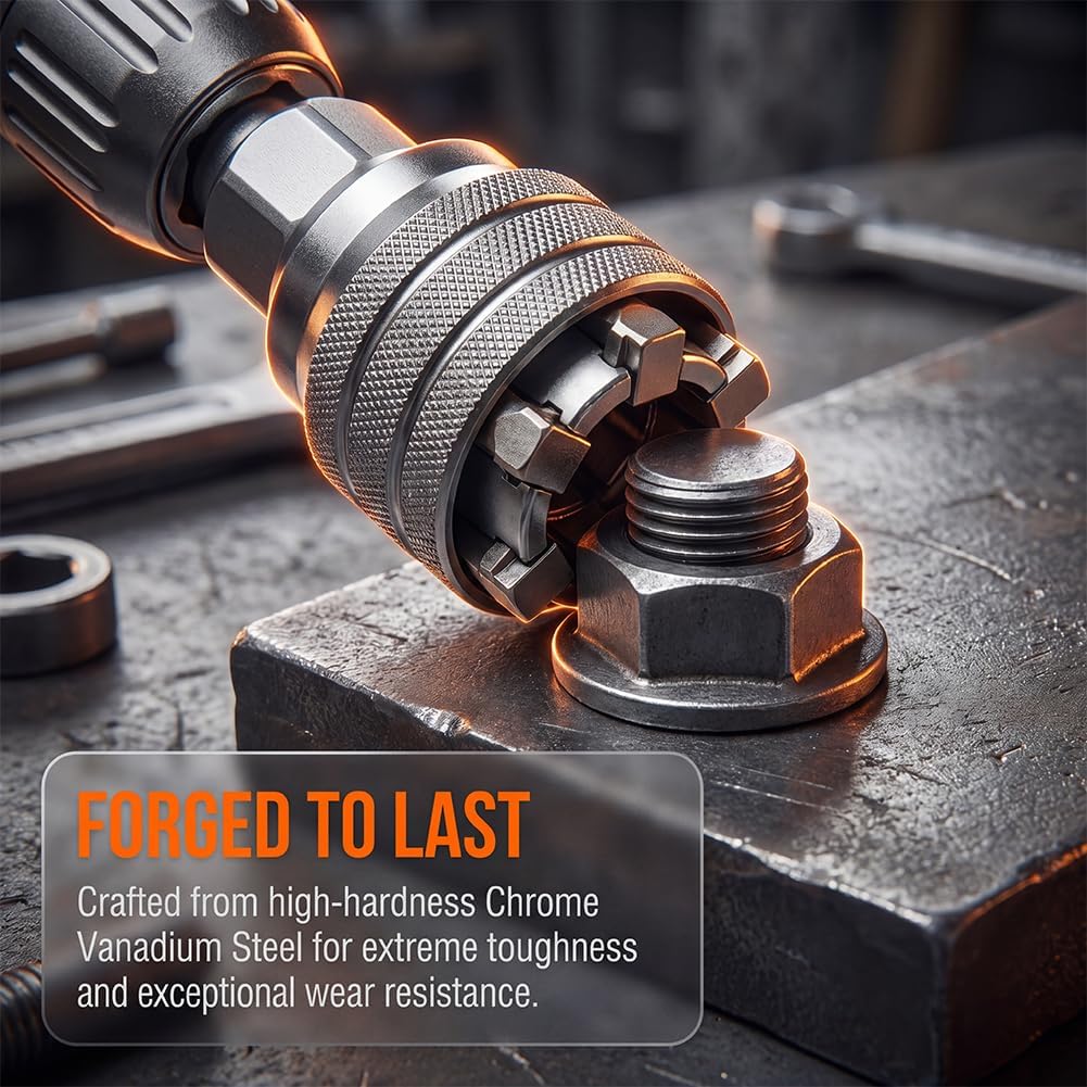 Llave de vaso universal multifunción autoajustable mejorada 10 mm-19 mm Herramienta de mantenimiento DIY para trinquete de 3/8" Llave dinamométrica y taladro eléctrico