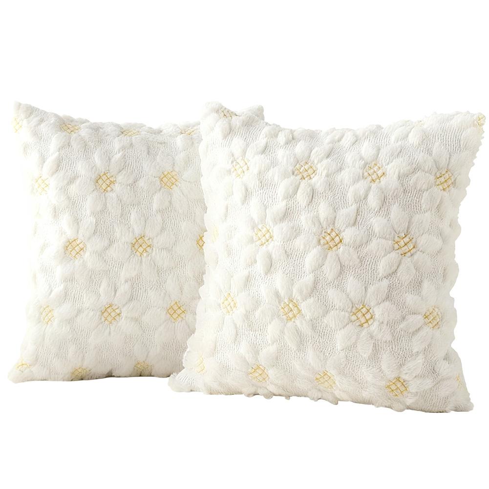 1 PC Christmas Throw Pillow Cover Plush Embroidery Snowflake Christmas Decoration Living Room Embroidered Cartoon Pattern Pillow