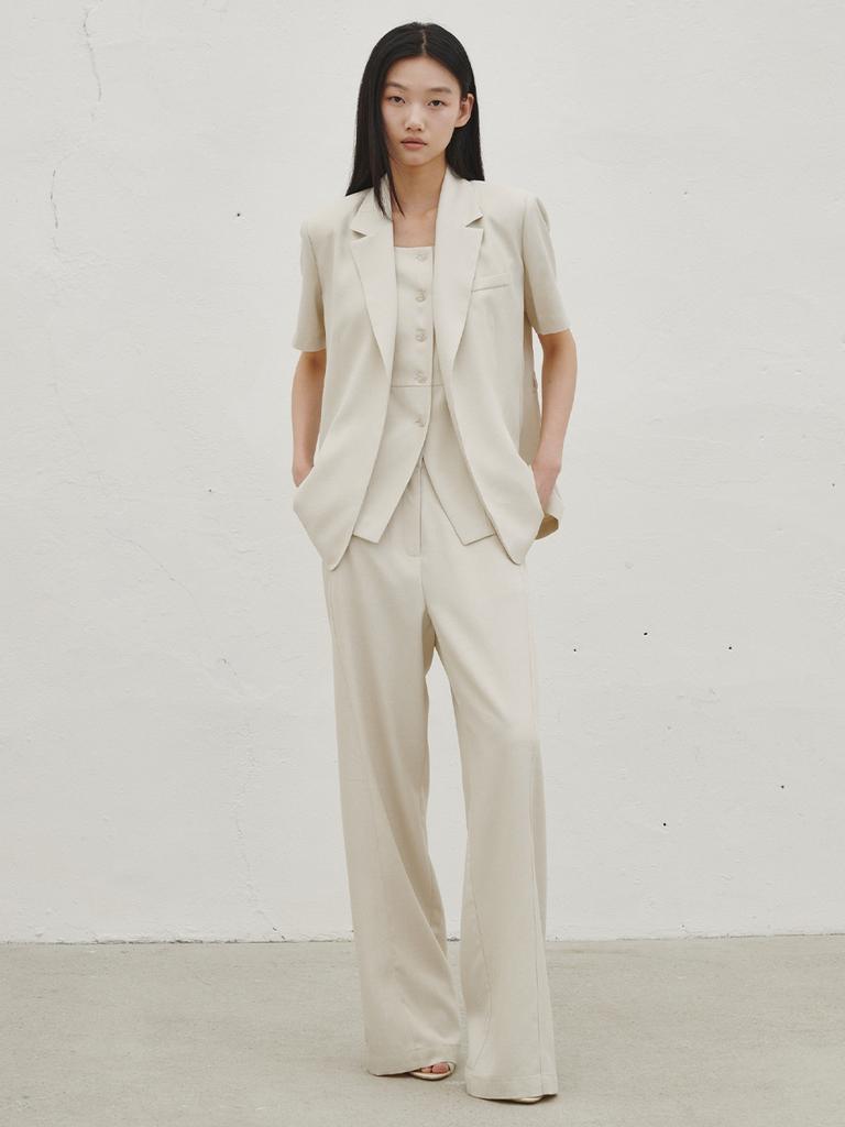 NOUVE Linen Vest Blouse Set-Up - Ivory