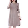 Korean Style Medium-Long Knit Dress for Spring/Autumn - Concealing Mother's Base Layer Wool Dress