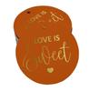 Inkdotpot 100 - Confezione da 100 etichette in carta stagnola color oro vero Love Is Sweet bomboniera da appendere