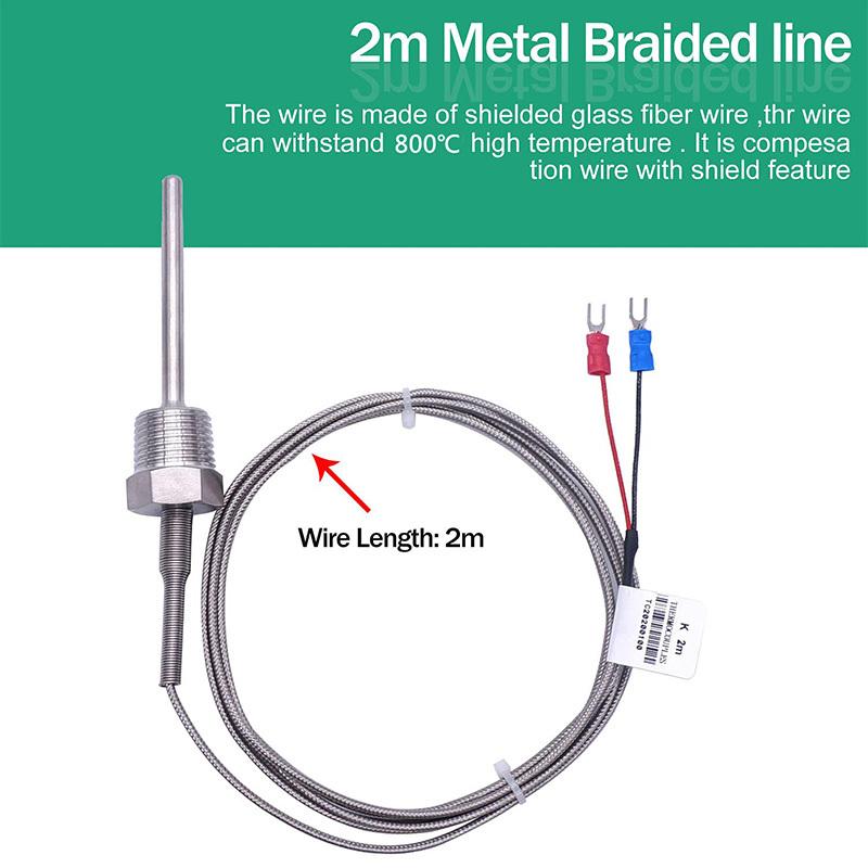 800°C Degree High Temperature Sensor Thread NPT 1/2 Stainless Steel Probe K Type PT100 Thermocouple Tube Temperature Controller