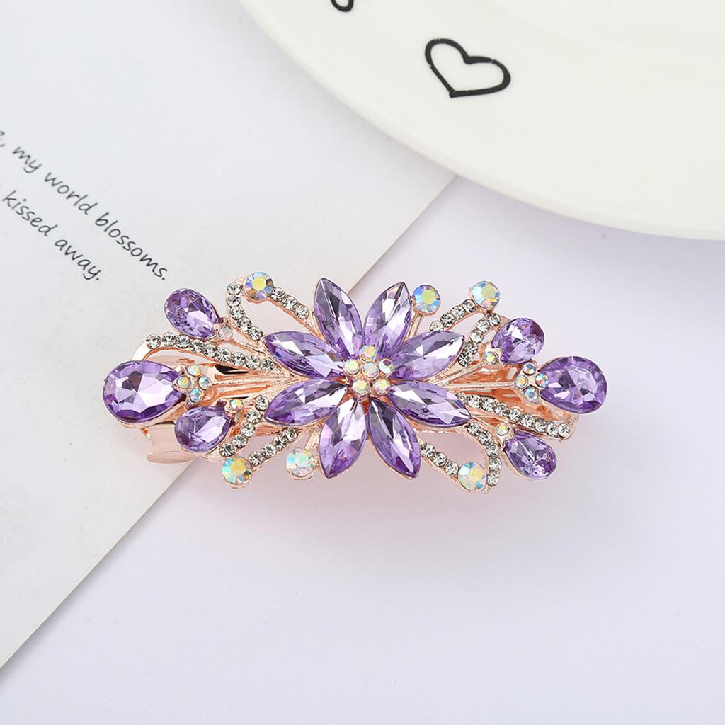 NEW Rhinestones Flower Hairpin Hairpin Spring Clip Ponytail Clip Headwear